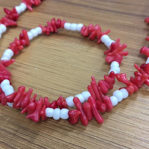 Men's Coral Beaded Necklace,  Handmade Men's Beach Ready Necklace/Men's Jewelry - Picture 2 of 4